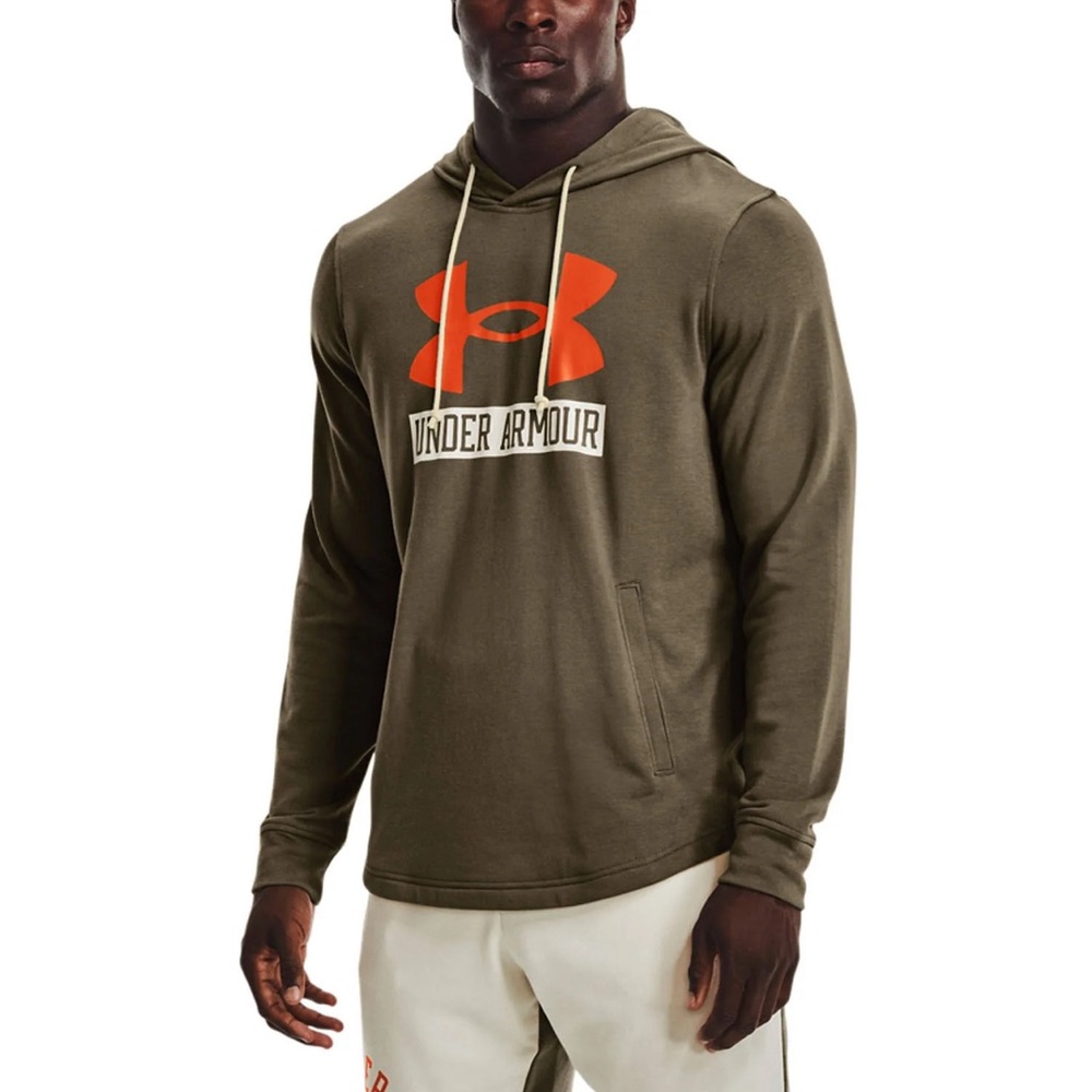NWT Mens Under Armour Rival Terry Tent Logo LongSleeve  Hoodie 1370390 361 SZ2XL